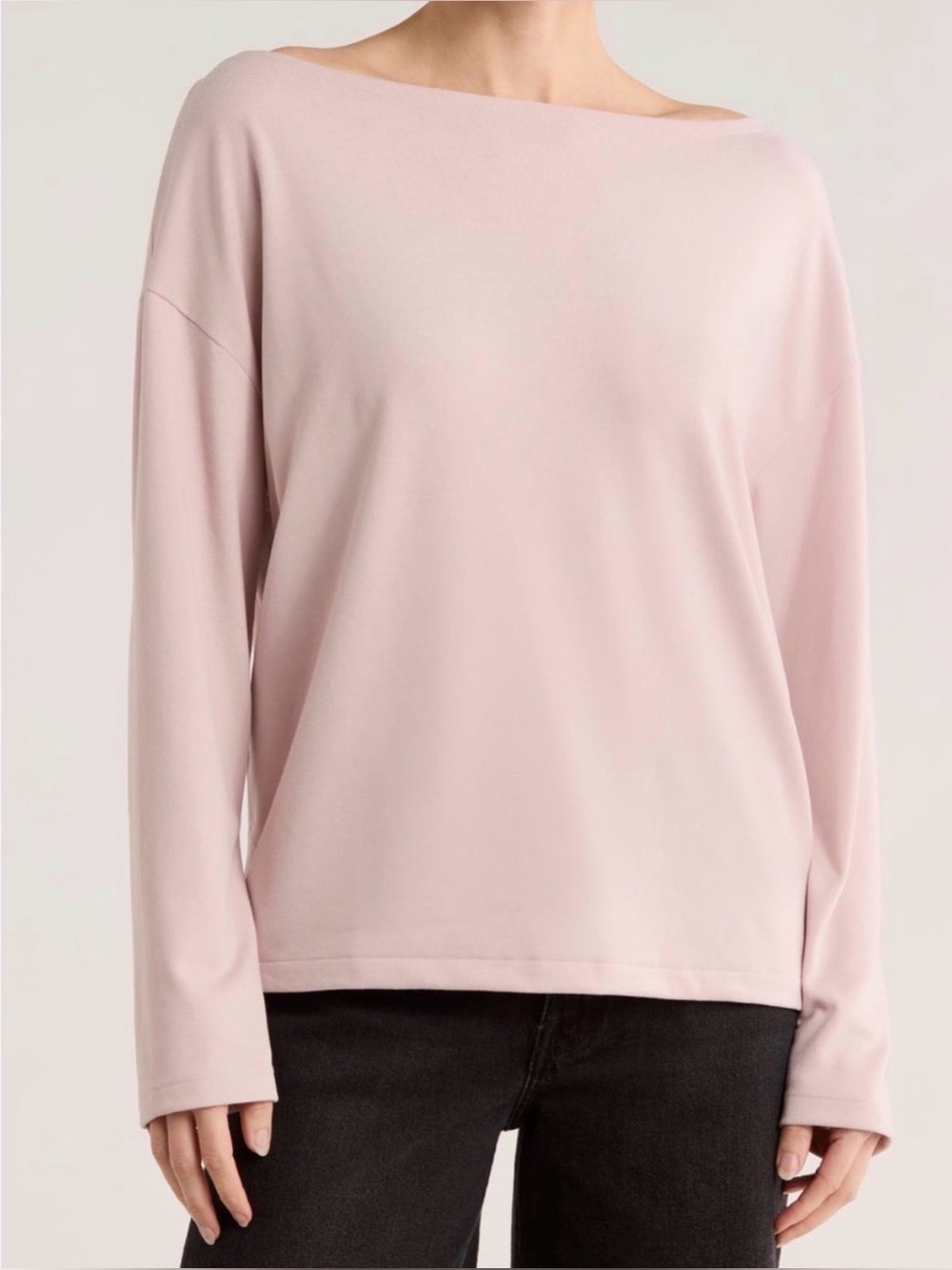 AllSaints Rita Boatneck Long-Sleeve Top in Mauve Chalk Pink